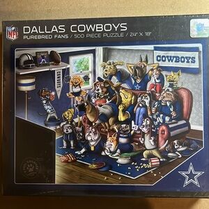 💟🧩 500 piece Factory Sealed “Dallas Cowboys Purebread Fans” Pups watch the game!
